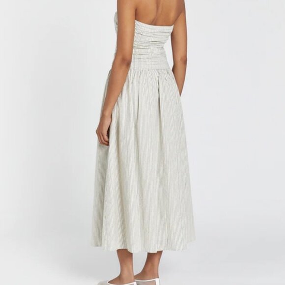 Dissh Ayla Cream Stripe Midi Dress Women’s Size 8 Cotton Summer Coastal Europe - Picture 4 of 15